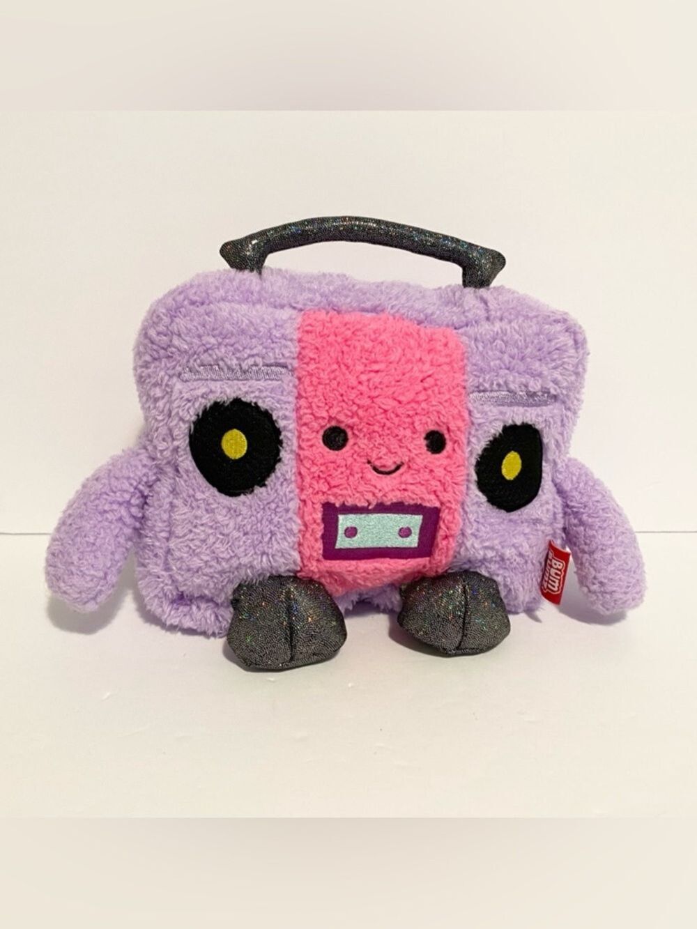 Bum Bumz Plush Battery the Stereo Radio Beanie Stuffed Animal Purple Toy 10”